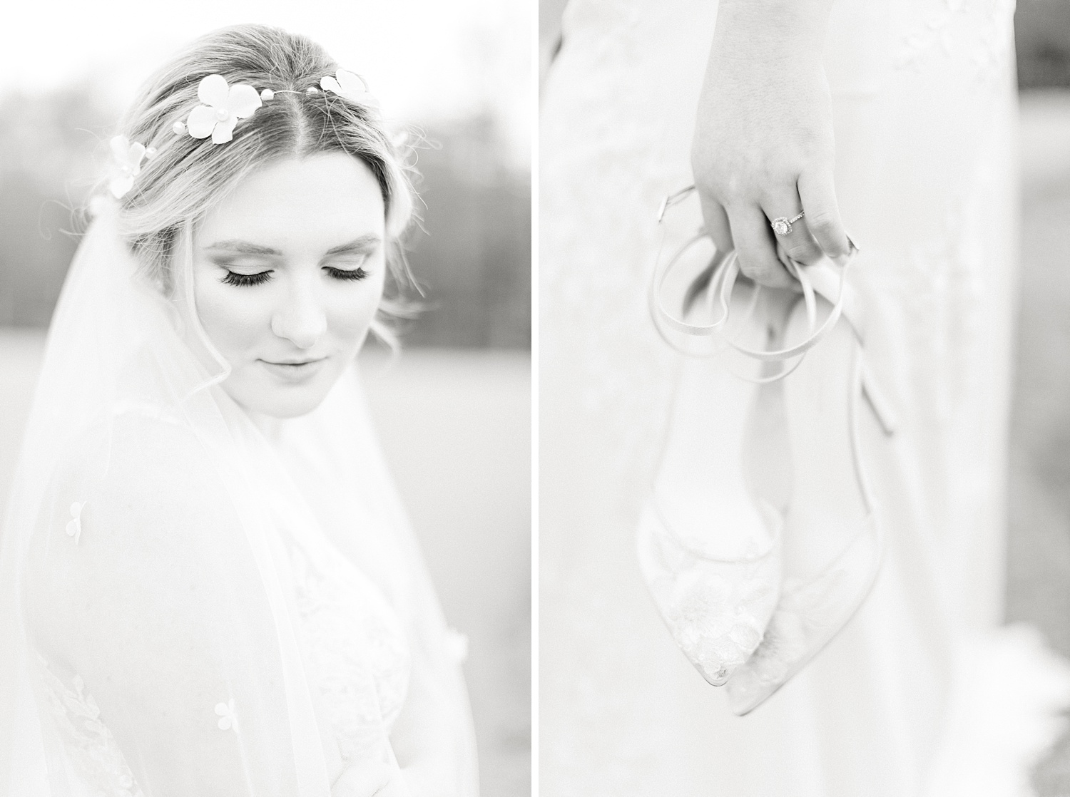 bride holding heels